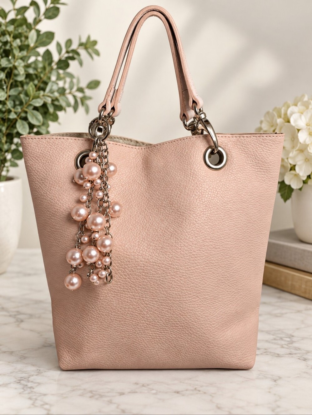 Maurizio Taiuti Italian Leather Blush Pink Pebbled Tote Bag Made in Italy EUC